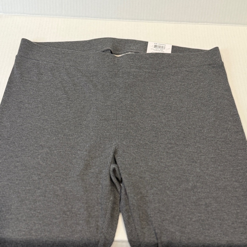 π Style & Co Ribbed Leggings Charcoal Heather Large Super Soft Mid-Rise Stretch - Picture 15 of 16